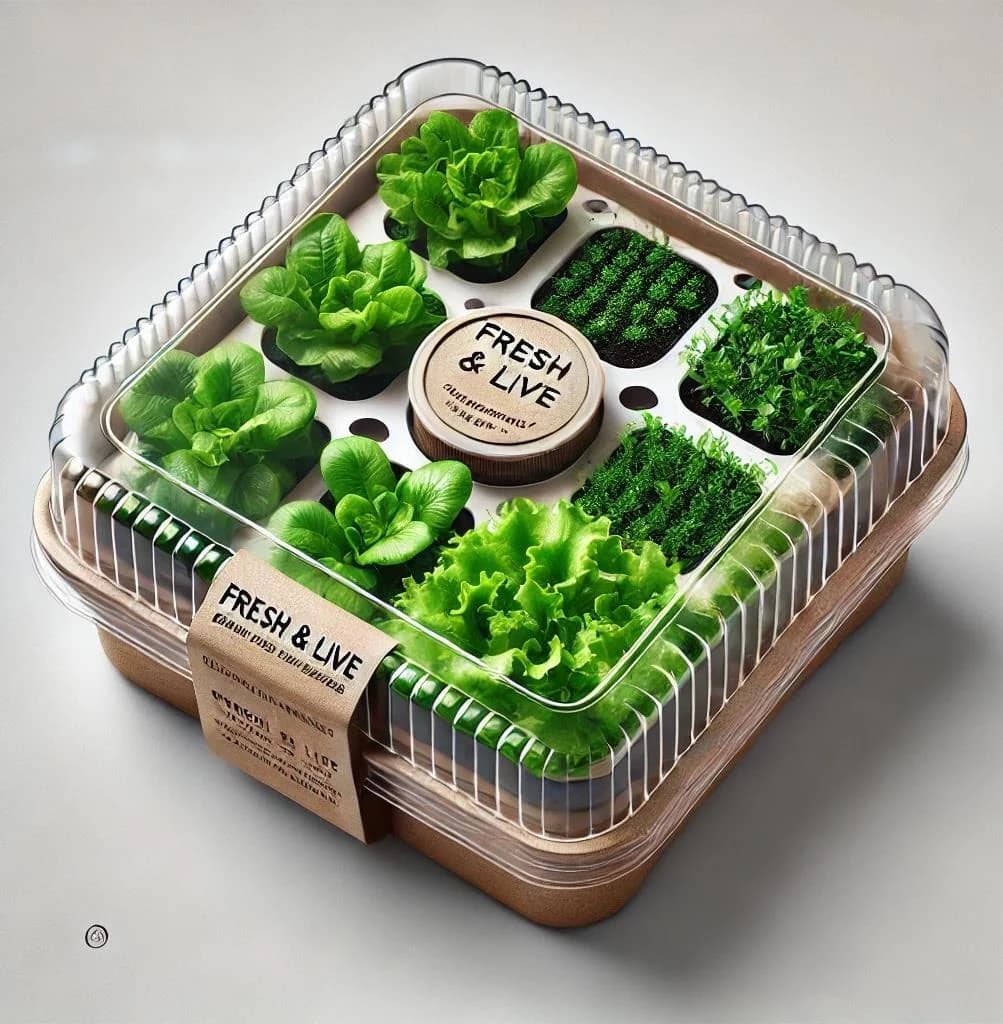 Fresh & Live living salad packaging concept.